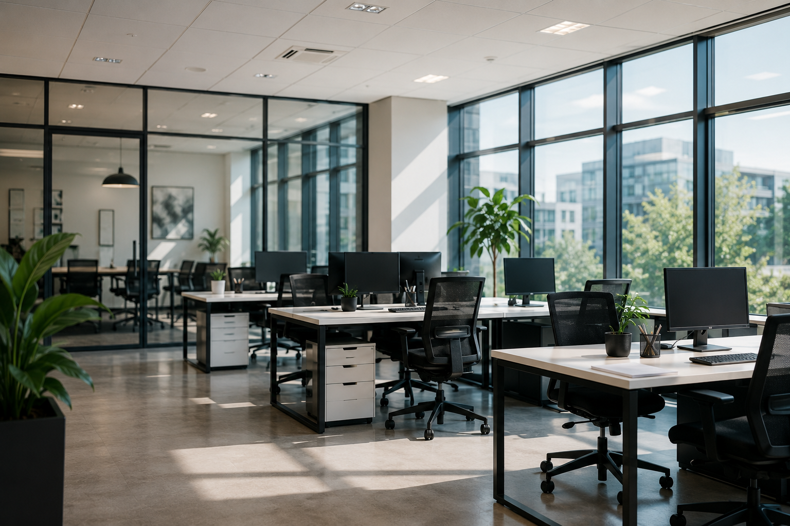 Modernes sauberes Büro als Beispiel für professionelle Reinigung
